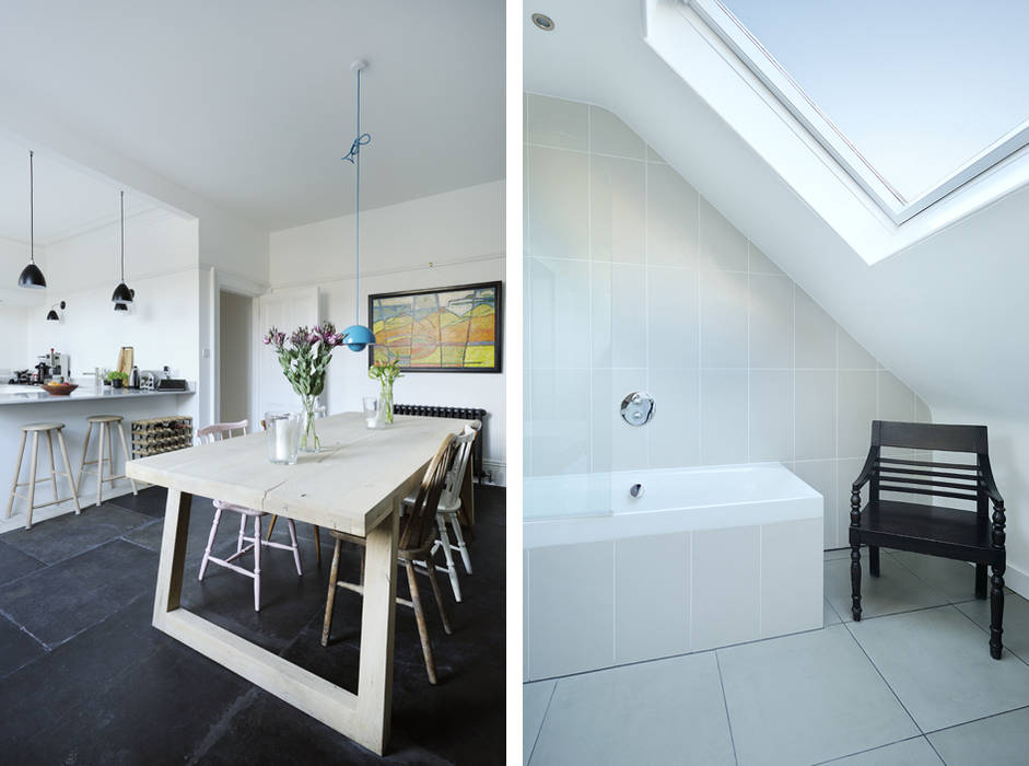 South Crown Street Bathroom homify Casas de banho modernas refurbishment,renovation,kitchen,bathroom,aberdeen,scotland,tile,slate,white,grey