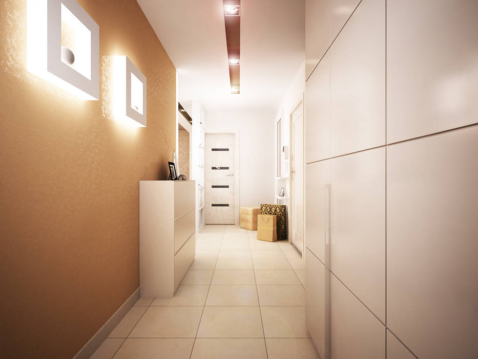 Квартира-студия в современном стиле, "PRimeART" 'PRimeART' Коридор, прихожая и лестница в стиле минимализм