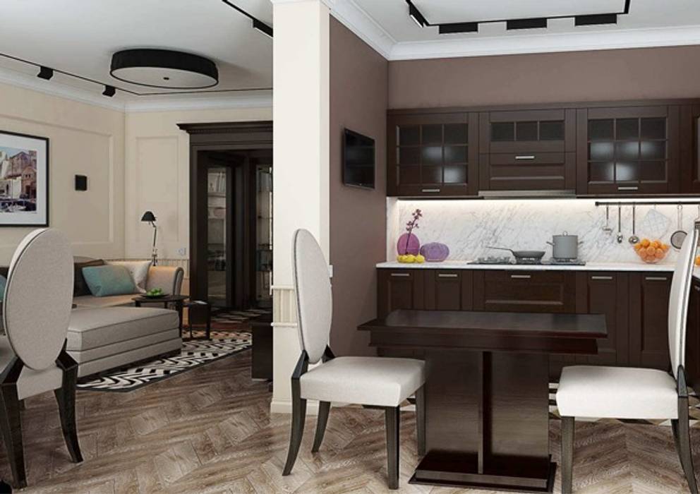 Кухня - Гостиная в стиле Ар деко с современными элементами Павел Белый и дизайнеры Гостиная в классическом стиле