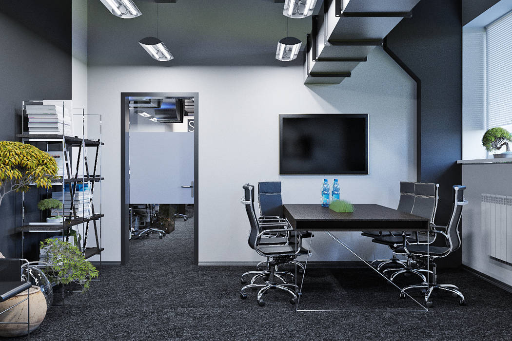Урбанистичный дизайн офиса Студия дизайна ROMANIUK DESIGN Рабочий кабинет в стиле минимализм