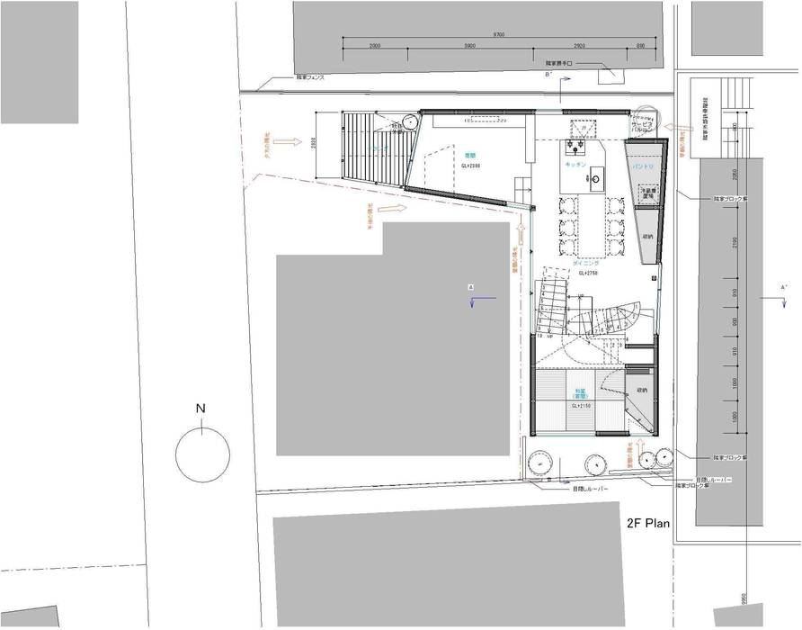 ２階平面図 M+2 Architects & Associates モダンな 家