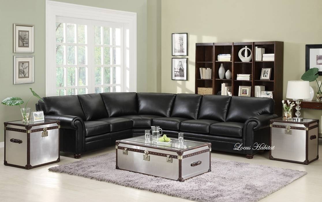 Leather Black Sofa Locus Habitat Modern living room Sofas & armchairs