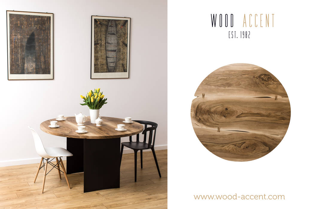 UNIKATOWE STOŁY DREWNIANE W ARANŻACJACH , WOOD ACCENT WOOD ACCENT Scandinavian style dining room