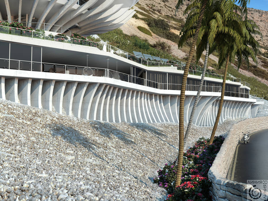 Манта на берегу средиземного моря, Архитектурное бюро и дизайн студия "Линия 8" Архитектурное бюро и дизайн студия 'Линия 8' Дома в тропическом стиле