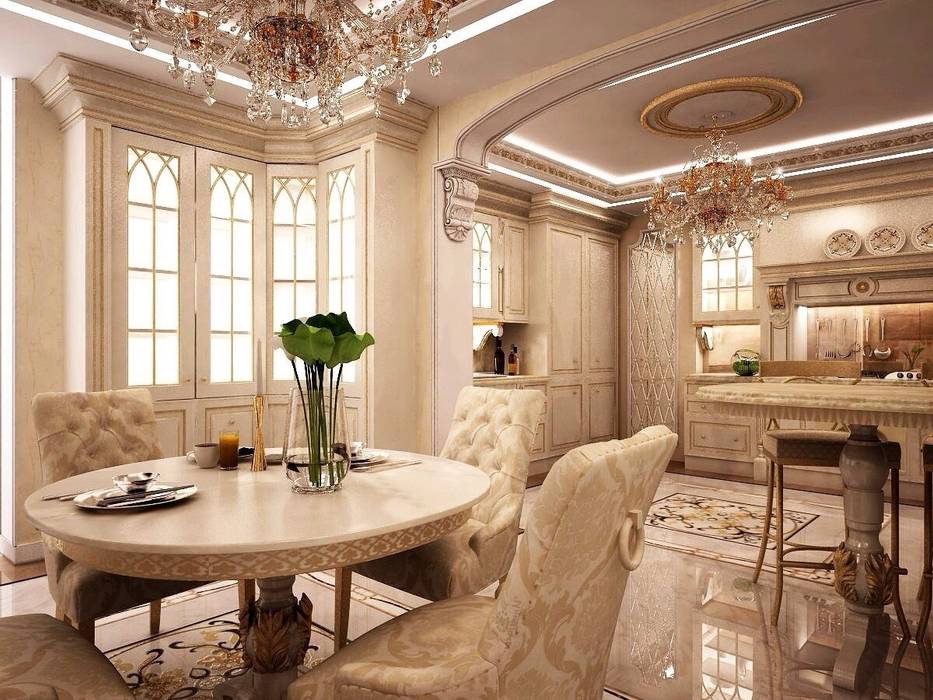 Роскошь классических интерьеров, STONE design STONE design غرفة السفرة