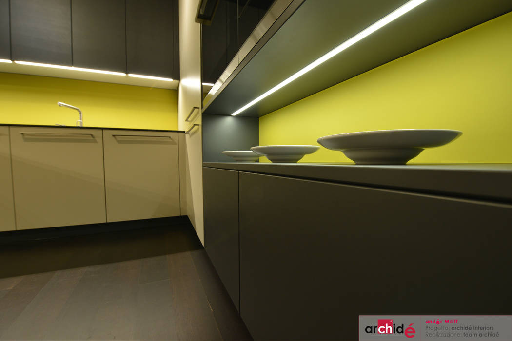 the "andér-MATT" project (showroom 2015) , Archidé SA - atelier di design Archidé SA - atelier di design Cucina minimalista Illuminazione