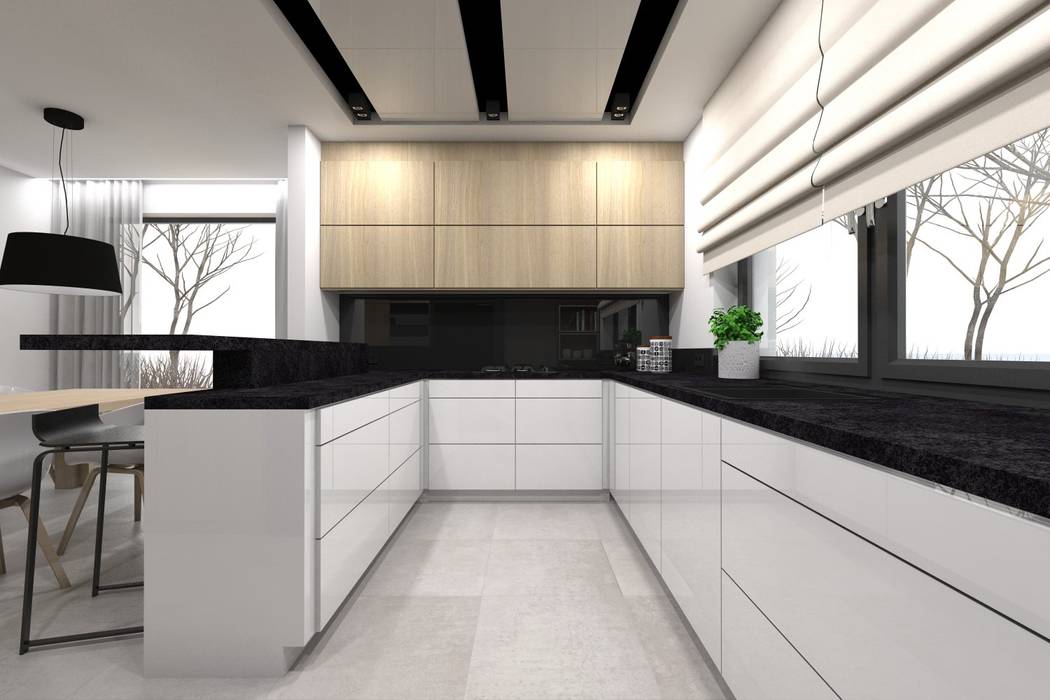 Projekt domu jednorodzinnego 2 (wykonany dla A2.Studio Pracownia Architektury), BAGUA Pracownia Architektury Wnętrz BAGUA Pracownia Architektury Wnętrz Modern kitchen
