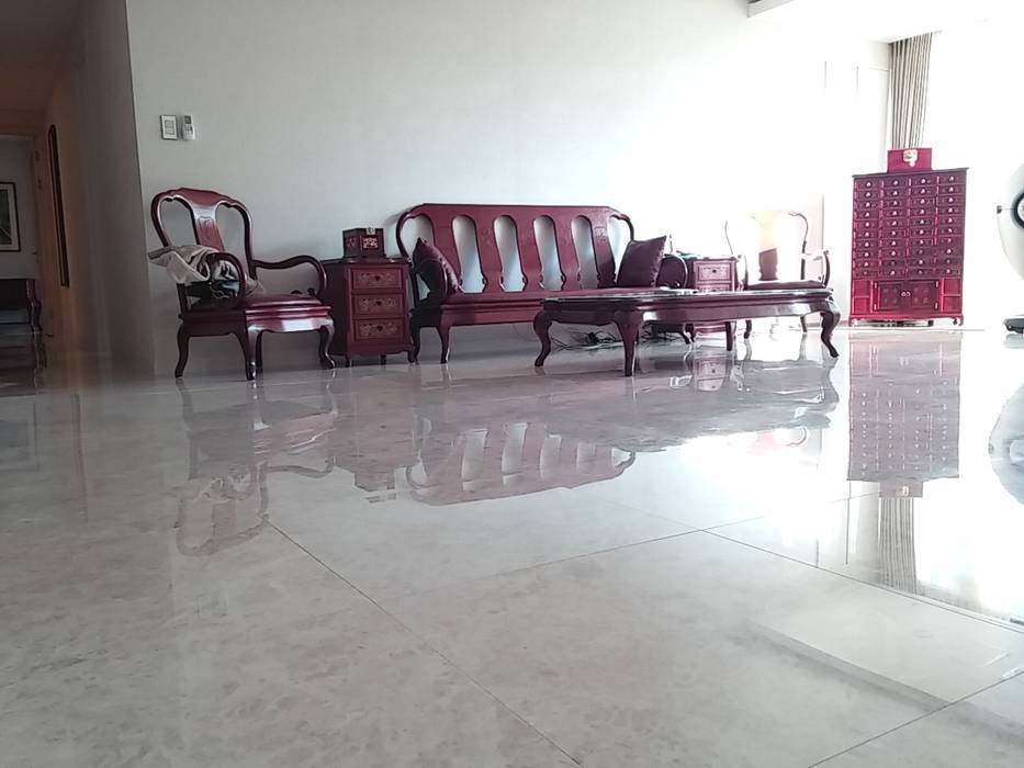 Natural marble flooring "NEW EASYSTONE" (주)이지테크(EASYTECH Inc.) ห้องนั่งเล่น