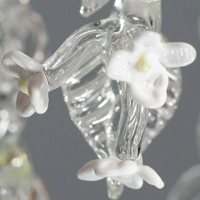 Glass chandelier with strawberries - flower detail A Flame with Desire Modern corridor, hallway & stairs Lighting