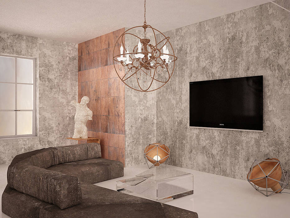 Cubes in flat, SHKAF interior architects SHKAF interior architects Гостиные в эклектичном стиле