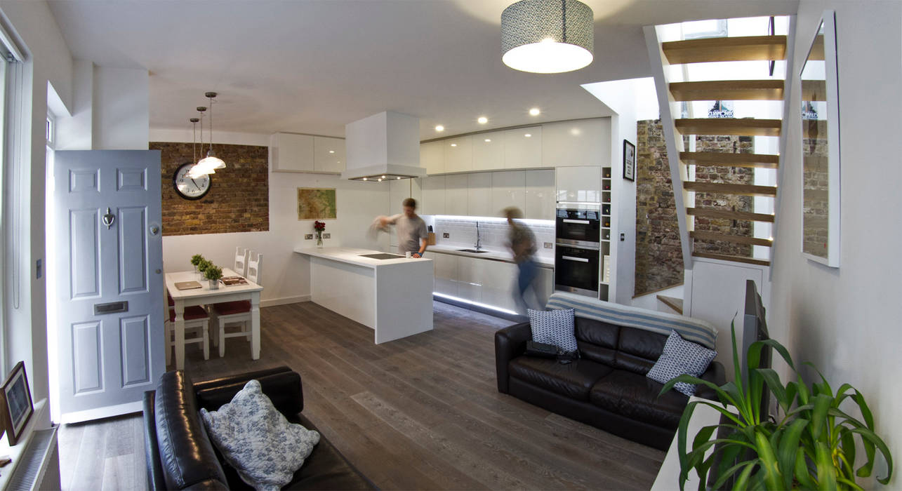 Open plan living/dining/kitchen R+L Architect Кухня в стиле модерн
