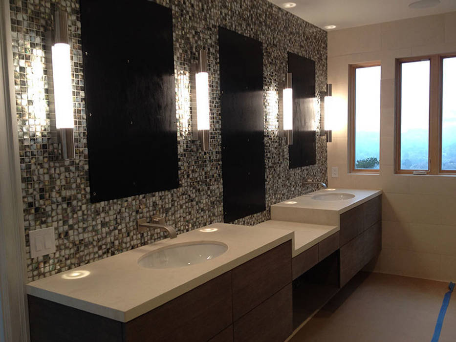 Black Lip Mother of Pearl in Bathroom Renovation in Kentfield, California, USA ShellShock Designs Modern bathroom