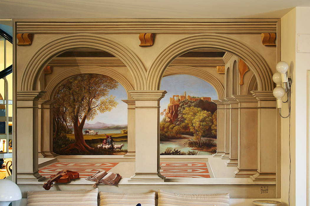 Trompe l'oeil "La corte" Artmande Ulteriori spazi Immagini & Dipinti