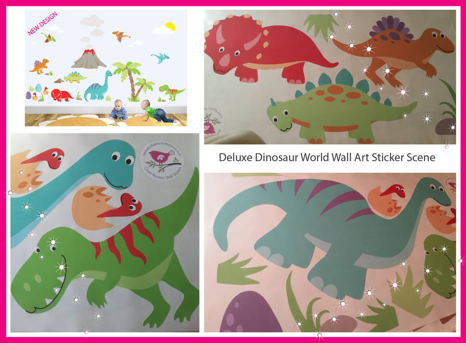 Deluxe Dinosaur Luxury Nursery Wall Art Sticker Design for a baby boys nursery room Enchanted Interiors Modern nursery/kids room