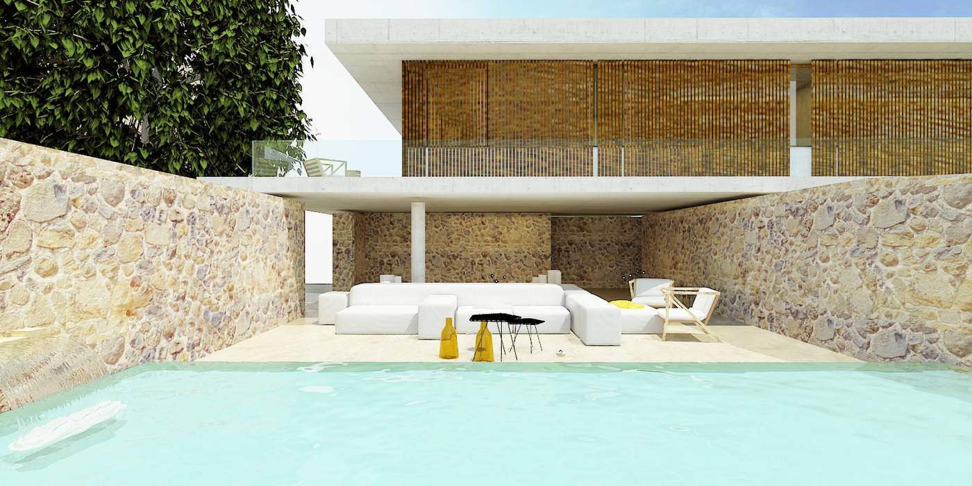 Casa I+F homify Piscinas mediterrânicas