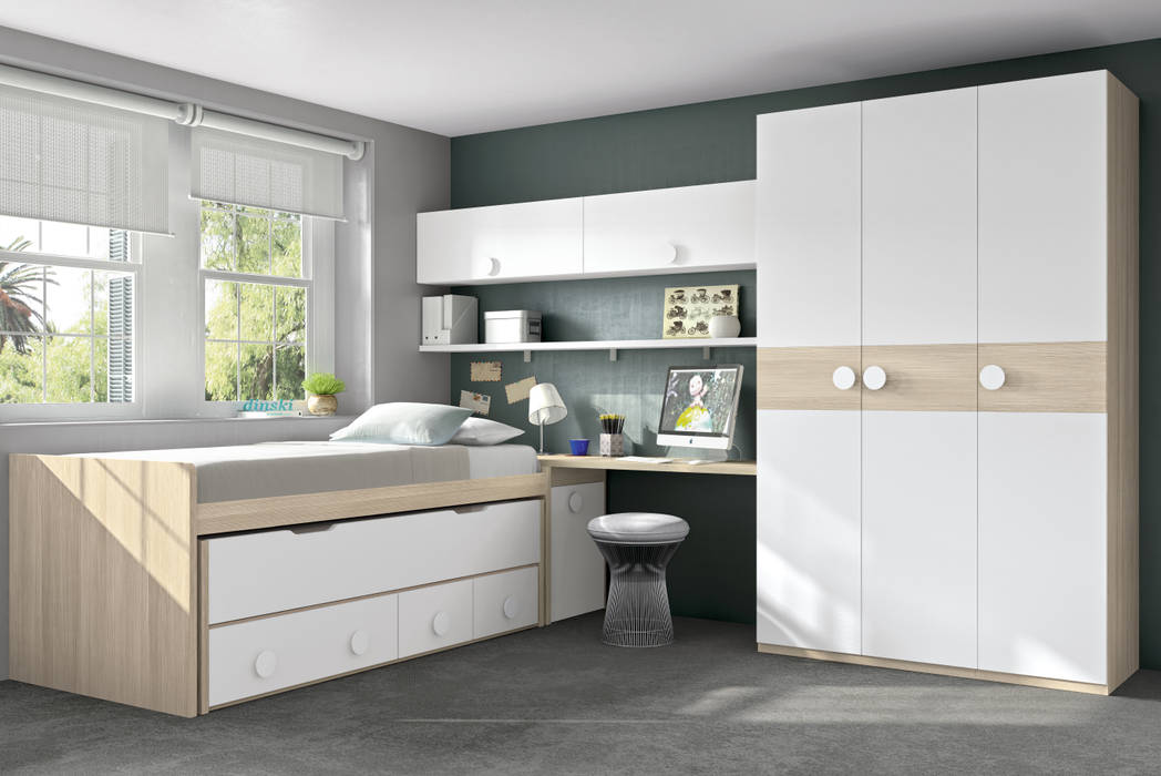 Cama compacto con armario y estanterias de muebles y decoración marisa