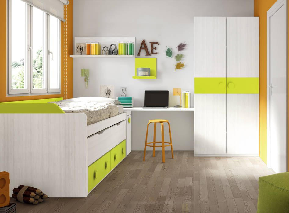 Compacto más mesa de estudio + armario Muebles y Decoración Marisa Cardona Dormitorios infantiles de estilo moderno Camas y cunas