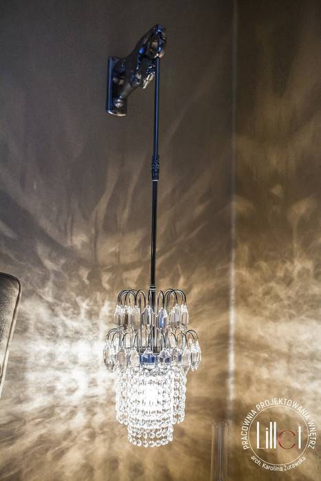 Lampa z kryształu Pracownia projektowa Atelier Lillet Eklektyczna sypialnia Oświetlenie