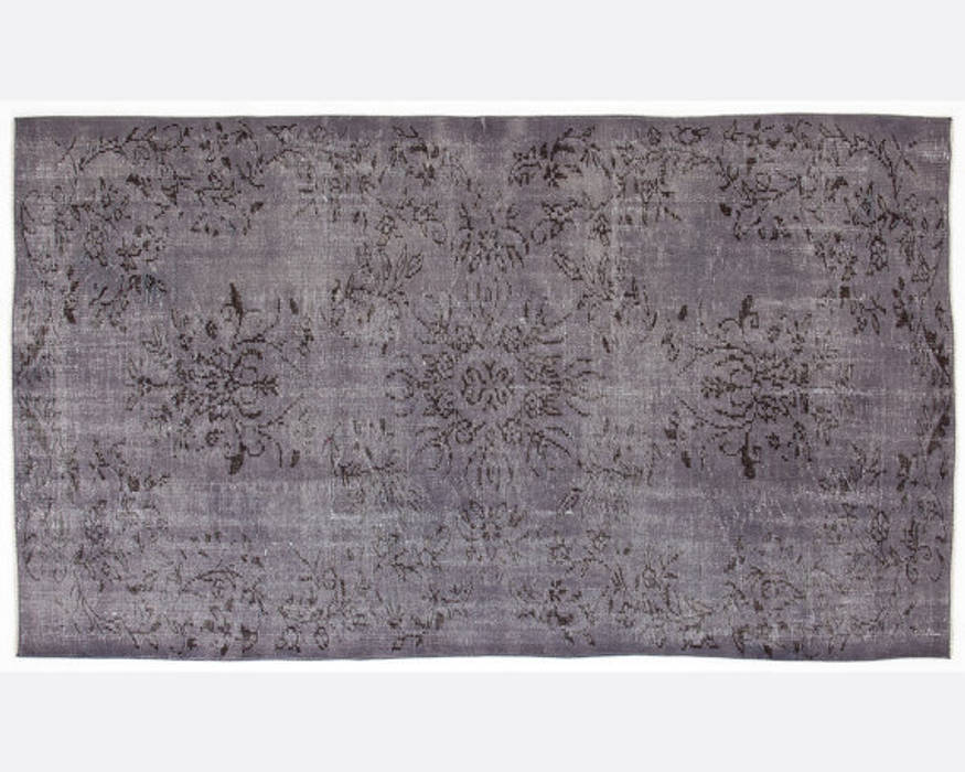 Vintage Handmade Over-dyed Rug Floral In Grey All the hues Living room Accessories & decoration