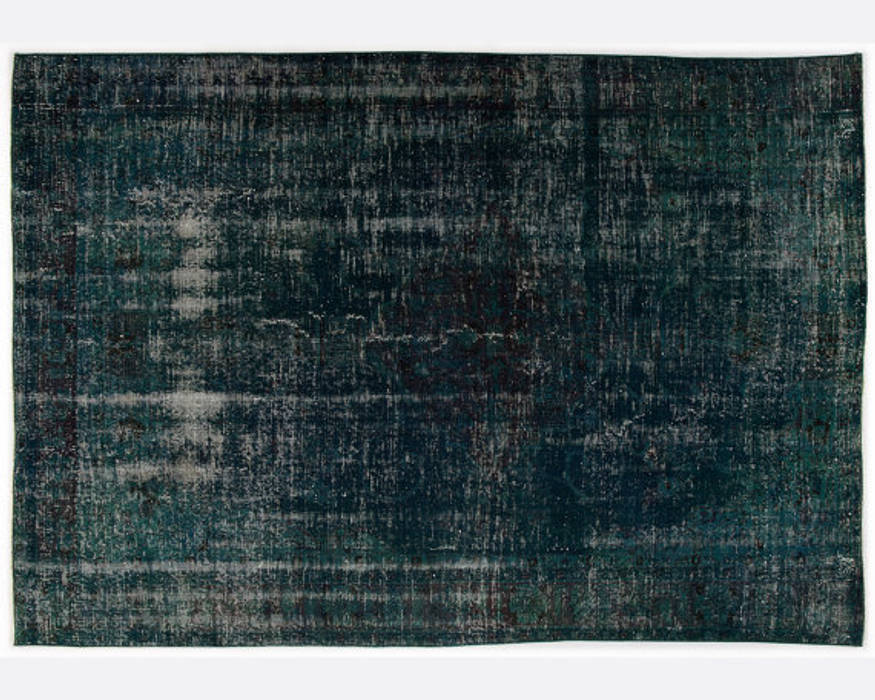 Vintage Handmade Over-dyed Rug In Deep Green All the hues Modern living room Accessories & decoration
