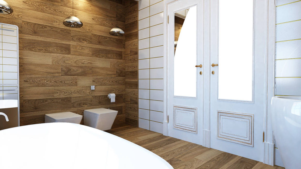 Дизайн проект загородного дома п. Бурцево, Apolonov Interiors Apolonov Interiors Eclectic style bathroom