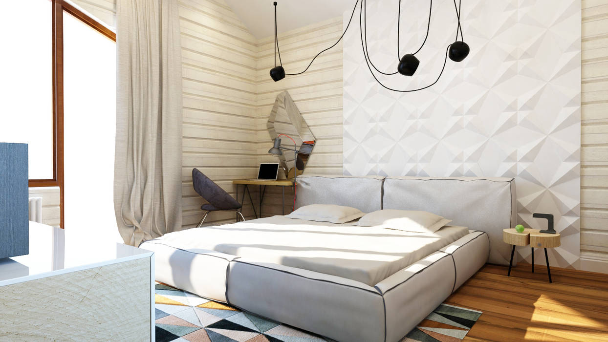 Дизайн проект загородного дома п. Бурцево, Apolonov Interiors Apolonov Interiors Dormitorios minimalistas