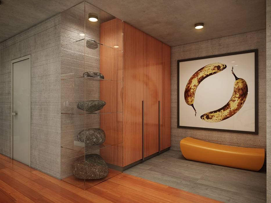 Privat Apartments in Novosibirsk, EVGENY BELYAEV DESIGN EVGENY BELYAEV DESIGN Eclectic corridor, hallway & stairs