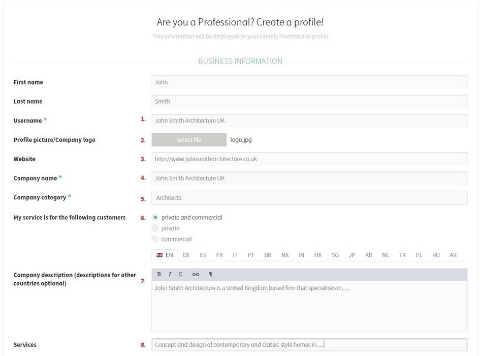 3. What information am I required to give at registration? homify UK