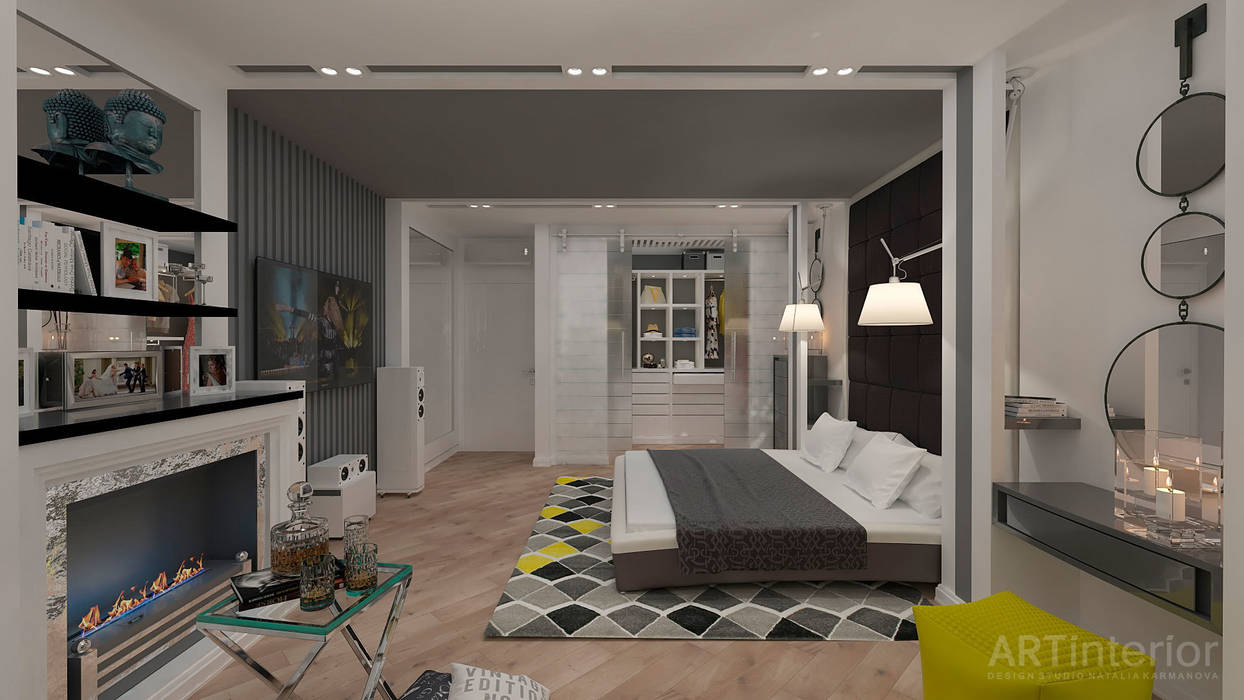 Дизайн интерьера квартиры в Киеве от «Artinterior» «Artinterior» – Студия дизайна интерьера Спальня в стиле модерн