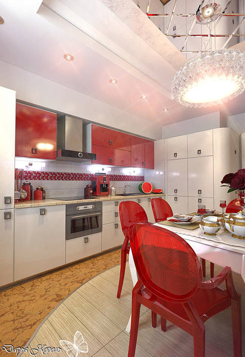 Kitchen with red accents, Your royal design Your royal design Eklektik Mutfak