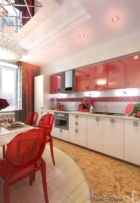 Kitchen with red accents, Your royal design Your royal design ห้องครัว
