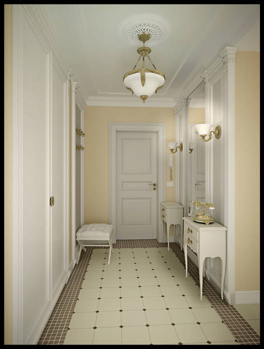 Классика для молодой семьи, Defacto studio Defacto studio Classic style corridor, hallway and stairs