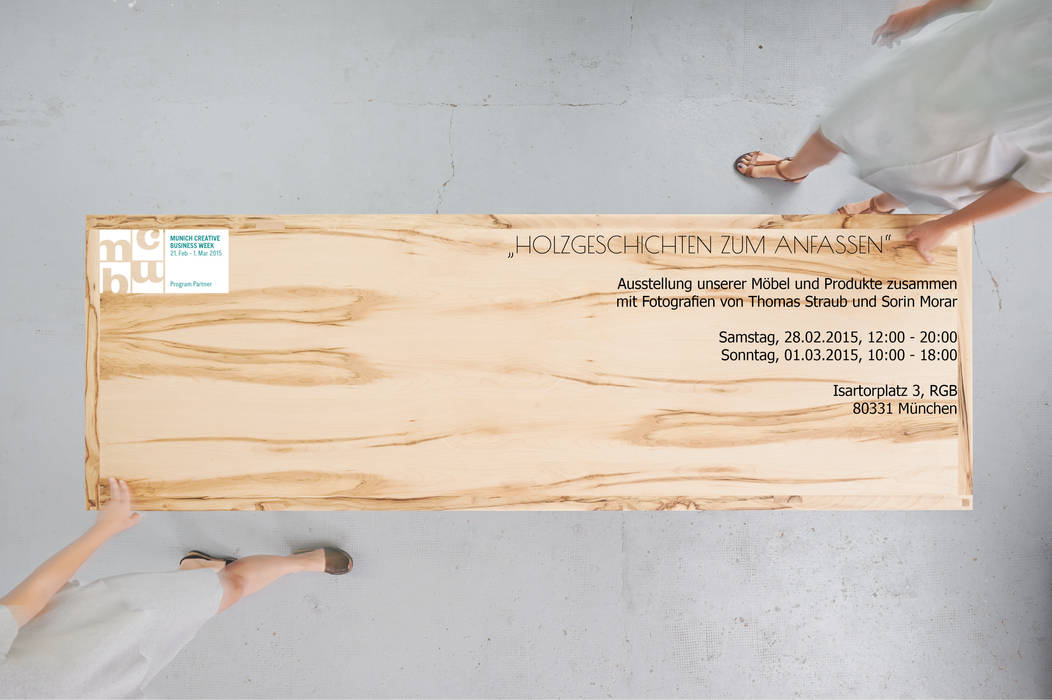 Holzgeschichten zum Anfassen - Ausstellung im Rahmen der Munich Creative Business Week, Holzgeschichten Holzgeschichten ห้องทานข้าว โต๊ะ