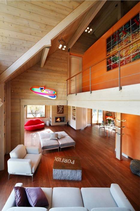 casa in legno, alberico & giachetti architetti associati alberico & giachetti architetti associati Modern living room