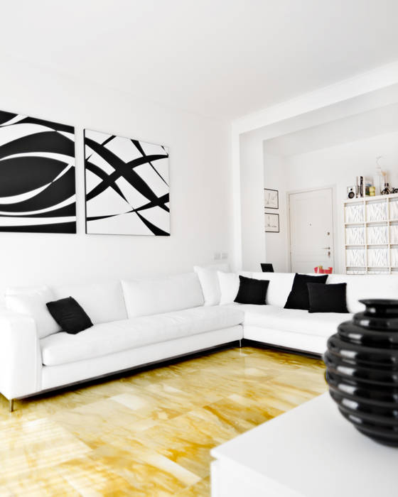 Appartamento di 110 Mq con una Grande Peculiarità: La Luce - Black & White, PAZdesign PAZdesign Salones modernos