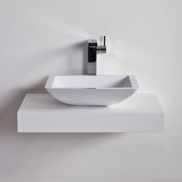 Lusso Stone Quadrato Square Solid surface stone resin counter top basin 425 Lusso Stone Modern bathroom Sinks
