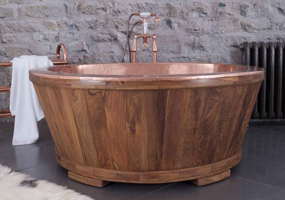 Dory Copper Interior Clad with Teak Hurlingham Baths Ванна кімната