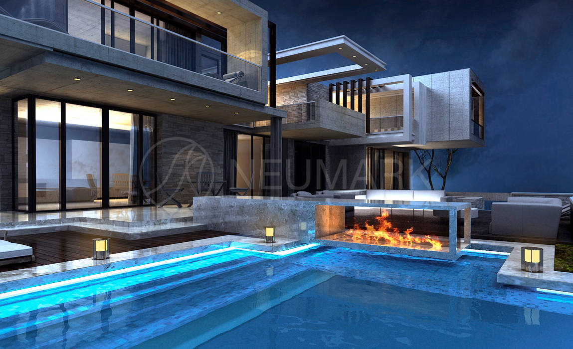 Дизайн фасада дома в Malibu, USA Марина Анисович, студия NEUMARK Дома в стиле модерн