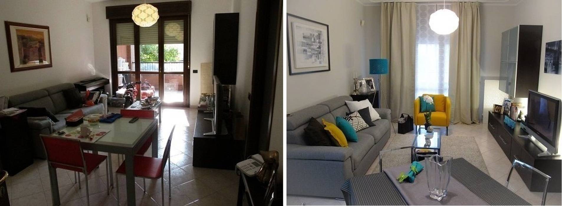 Soggiorno (PRIMA e DOPO) Clara Avagnina Home Staging