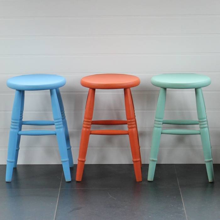 Hand Painted Low Stool Rectory Blue Country style dining room Chairs & benches