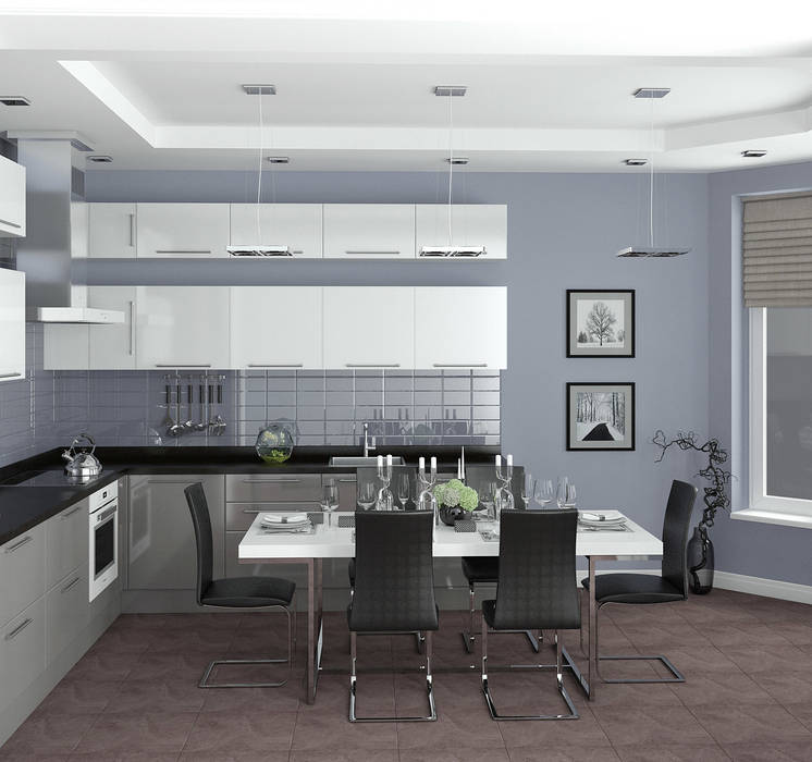 Кухня-столовая в частном доме homify Столовая комната в стиле минимализм