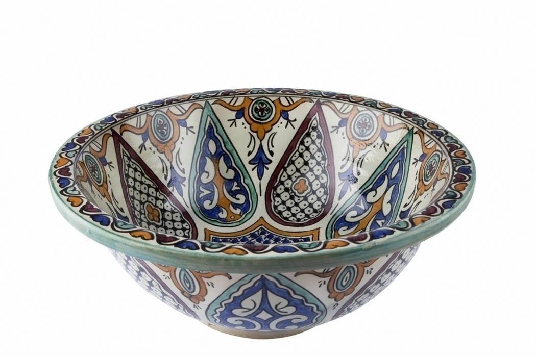 Leila - Kolorowa umywalka ceramiczna z Maroka , Kolory Maroka Kolory Maroka Kamar Mandi Tropis Sinks