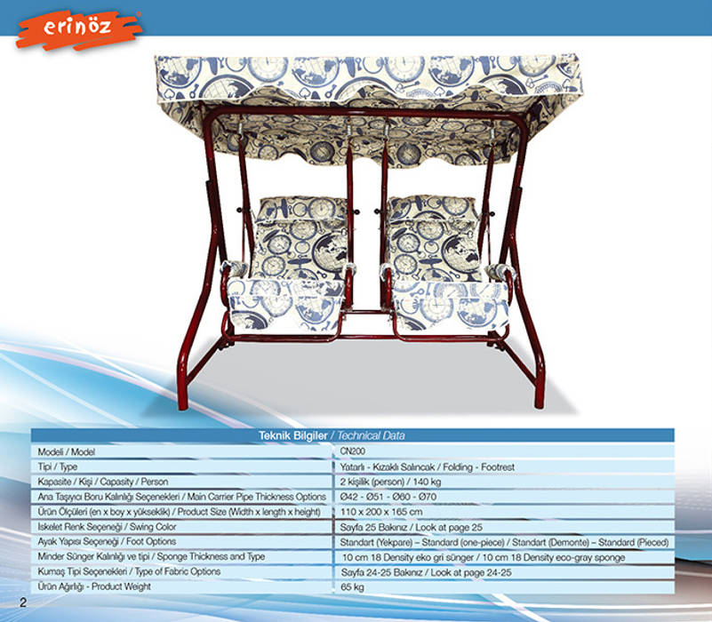 İkiz Metal Bahçe Salıncağı, ERİNÖZ OUTDOOR FURNITURE ERİNÖZ OUTDOOR FURNITURE Patios & Decks Furniture