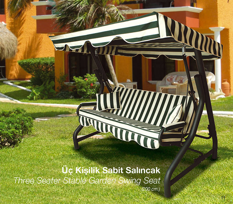 3 Seater Stable Garden Swing Seat ERİNÖZ OUTDOOR FURNITURE Taman Gaya Mediteran Swings & play sets