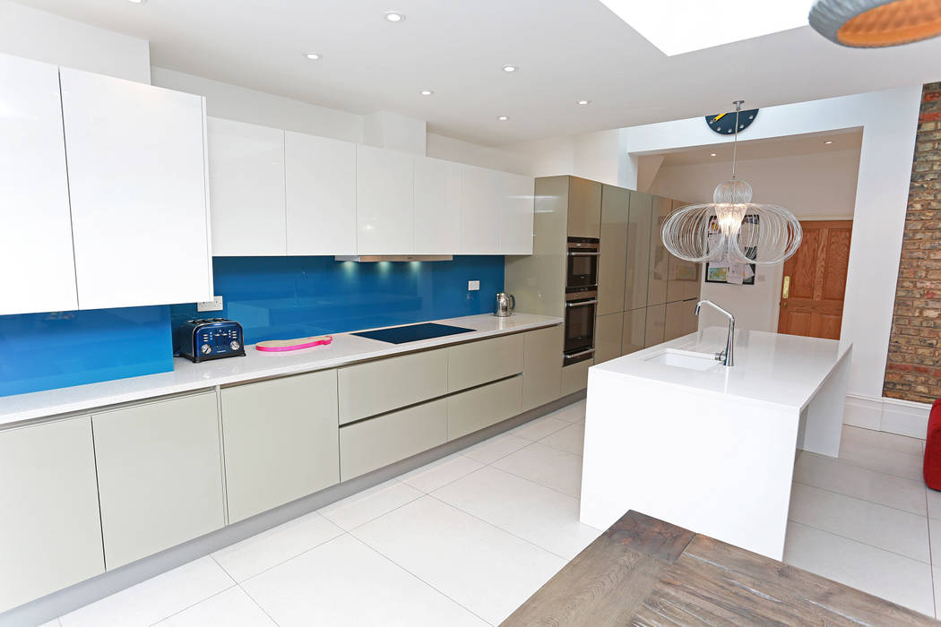 Cubanite metallic and white gloss lacquer kitchen island design LWK London Kitchens Modern kitchen
