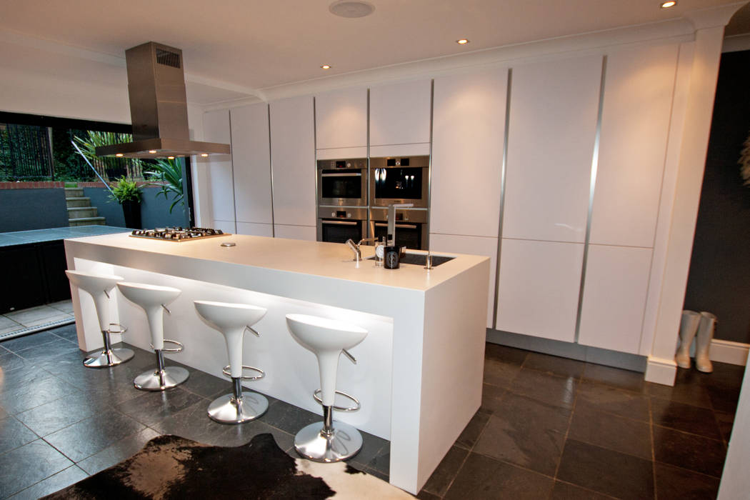 Polar white matt kitchen island design LWK London Kitchens Kitchen