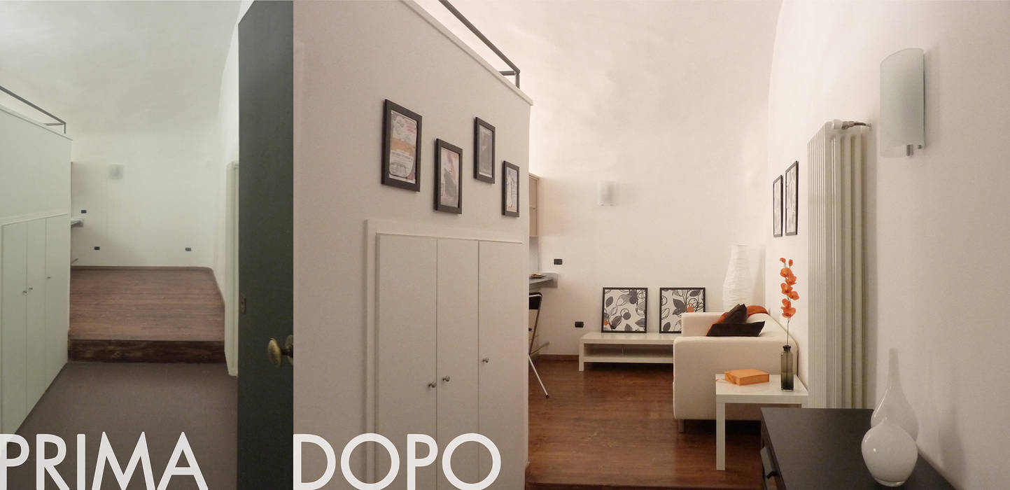 Home staging di una monocamera con soppalco in affitto a Napoli, archielle archielle