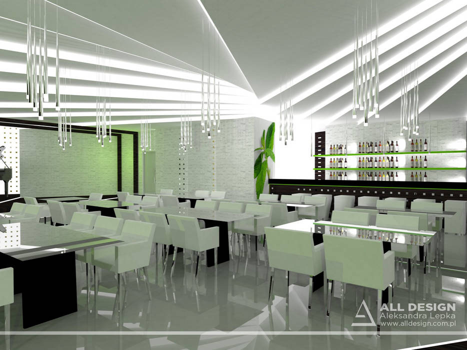 Projekt wnętrz restauracji Piano Baru, All Design- Aleksandra Lepka All Design- Aleksandra Lepka Powierzchnie handlowe Gastronomia