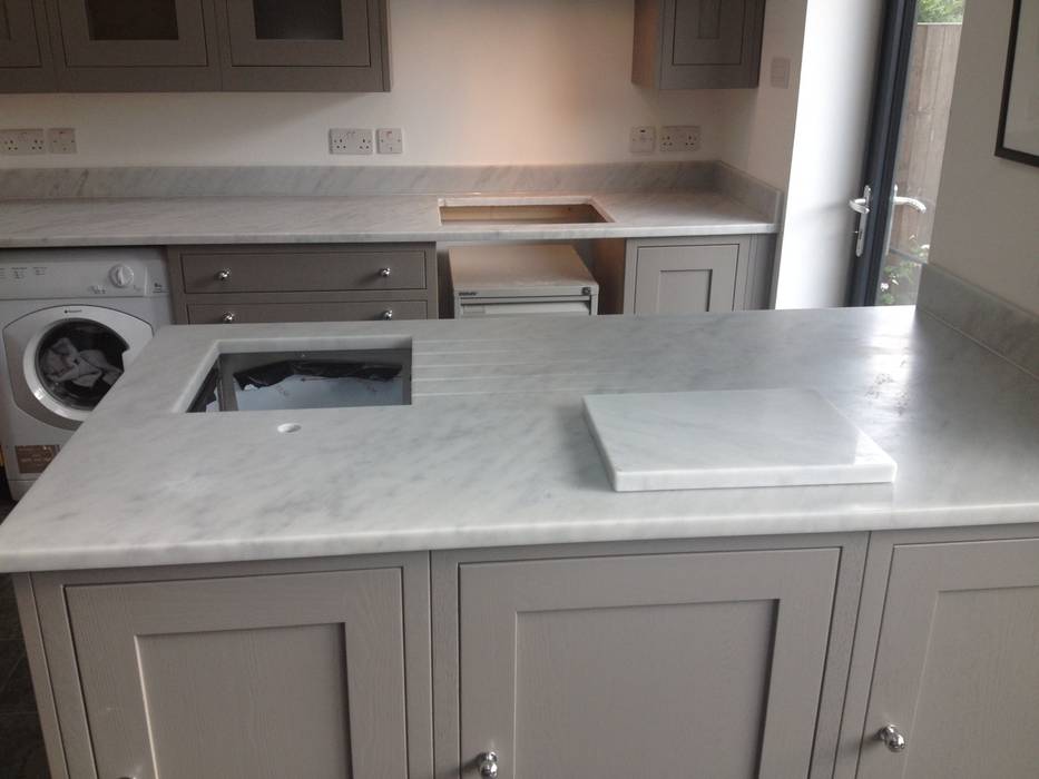 Honed Carrara Marble Worktops Classic Style Kitchen By Marbles Ltd