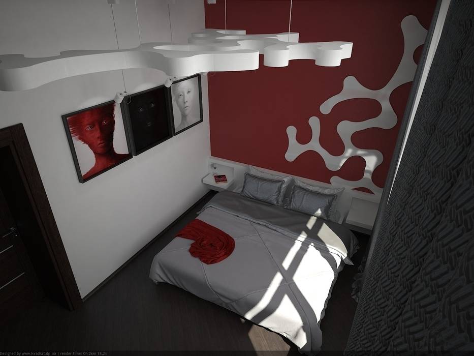 Квартира в ЖК «ПРЕМЬЕР» г. Кривой Рог УКРАИНА, дизайн-студия "КВАДРАТ" дизайн-студия 'КВАДРАТ' Спальня в стиле модерн